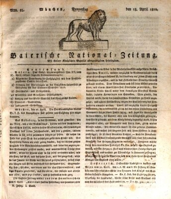 Baierische National-Zeitung Donnerstag 18. April 1816