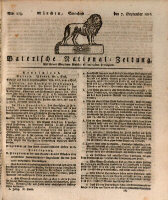 Baierische National-Zeitung Samstag 7. September 1816