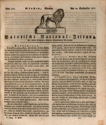 Baierische National-Zeitung Dienstag 10. September 1816