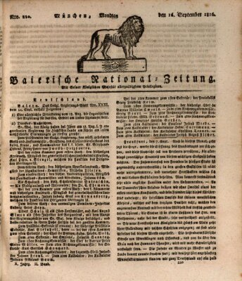 Baierische National-Zeitung Montag 16. September 1816