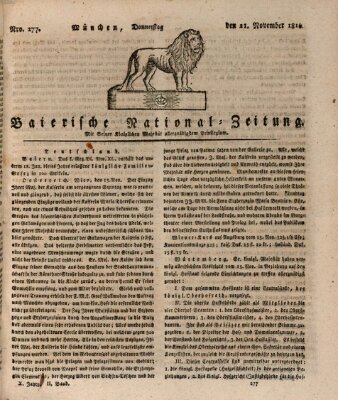 Baierische National-Zeitung Donnerstag 21. November 1816