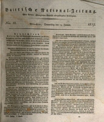 Baierische National-Zeitung Donnerstag 14. Januar 1819