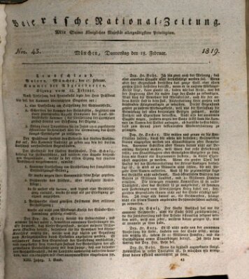 Baierische National-Zeitung Donnerstag 18. Februar 1819
