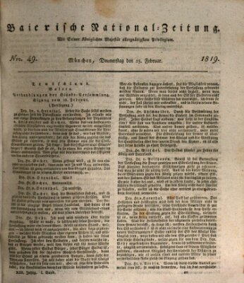 Baierische National-Zeitung Donnerstag 25. Februar 1819