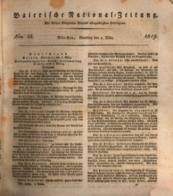 Baierische National-Zeitung Montag 8. März 1819