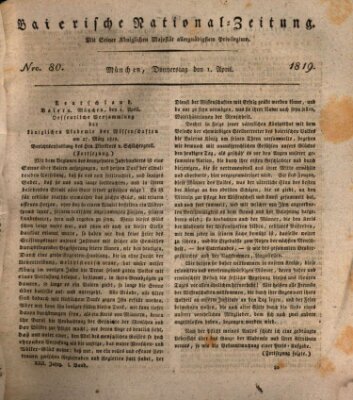 Baierische National-Zeitung Donnerstag 1. April 1819