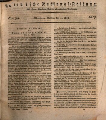 Baierische National-Zeitung Montag 19. April 1819