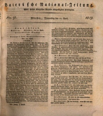 Baierische National-Zeitung Donnerstag 22. April 1819