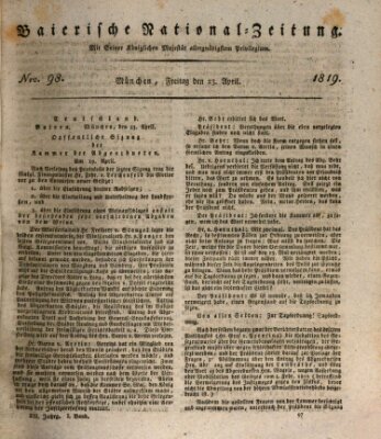 Baierische National-Zeitung Freitag 23. April 1819