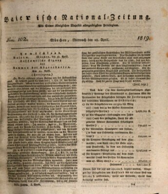 Baierische National-Zeitung Mittwoch 28. April 1819