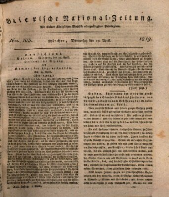 Baierische National-Zeitung Donnerstag 29. April 1819