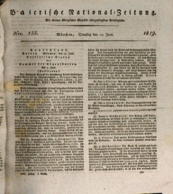 Baierische National-Zeitung Dienstag 29. Juni 1819