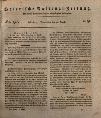 Baierische National-Zeitung Donnerstag 19. August 1819