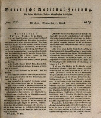 Baierische National-Zeitung Montag 23. August 1819