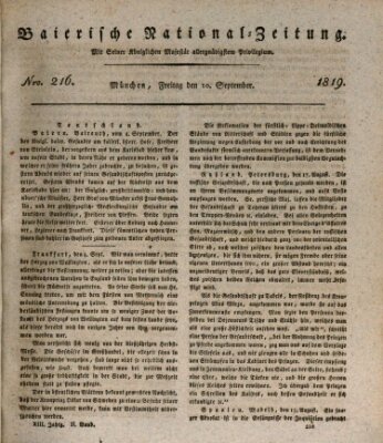 Baierische National-Zeitung Freitag 10. September 1819