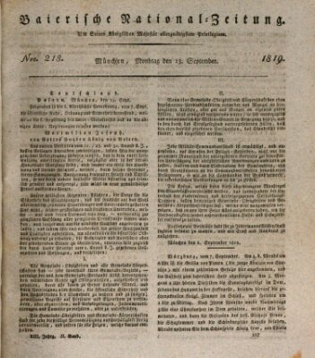 Baierische National-Zeitung Montag 13. September 1819