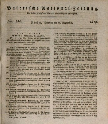 Baierische National-Zeitung Montag 27. September 1819