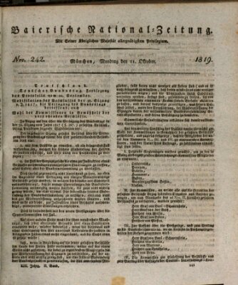 Baierische National-Zeitung Montag 11. Oktober 1819