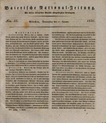 Baierische National-Zeitung Donnerstag 27. Januar 1820