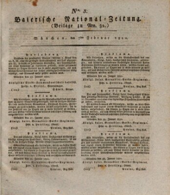 Baierische National-Zeitung Montag 7. Februar 1820