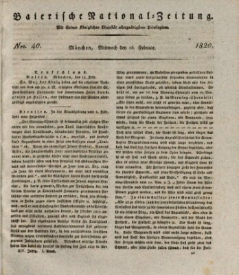 Baierische National-Zeitung Mittwoch 16. Februar 1820