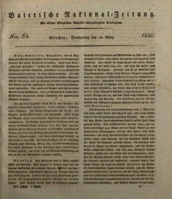 Baierische National-Zeitung Donnerstag 16. März 1820