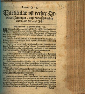 Wochentliche Ordinari Zeitung (Süddeutsche Presse) Montag 18. Dezember 1628