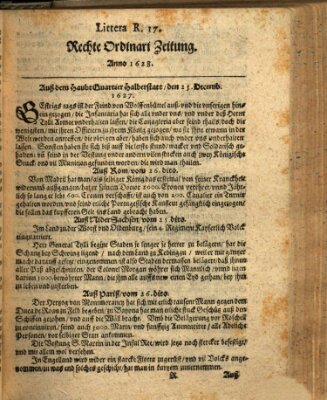 Wochentliche Ordinari Zeitung (Süddeutsche Presse) Samstag 25. Dezember 1627