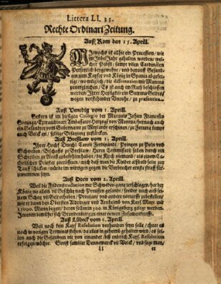 Wochentliche Ordinari Zeitung (Süddeutsche Presse) Samstag 15. April 1628