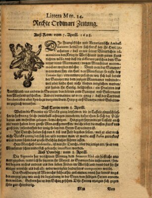 Wochentliche Ordinari Zeitung (Süddeutsche Presse) Mittwoch 5. April 1628