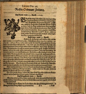 Wochentliche Ordinari Zeitung (Süddeutsche Presse) Dienstag 25. April 1628