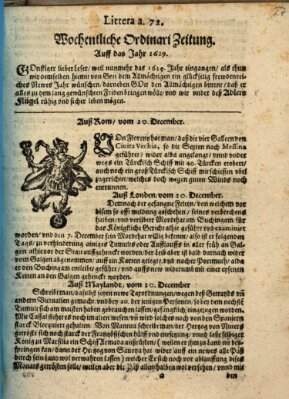 Wochentliche Ordinari Zeitung (Süddeutsche Presse) Donnerstag 20. Dezember 1629