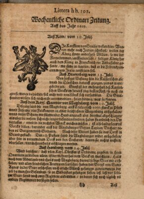 Wochentliche Ordinari Zeitung (Süddeutsche Presse) Dienstag 10. Juli 1629