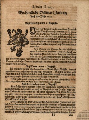 Wochentliche Ordinari Zeitung (Süddeutsche Presse) Sonntag 5. August 1629