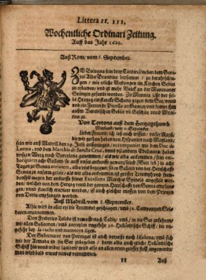 Wochentliche Ordinari Zeitung (Süddeutsche Presse) Donnerstag 6. September 1629