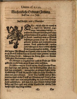 Wochentliche Ordinari Zeitung (Süddeutsche Presse) Sonntag 4. November 1629