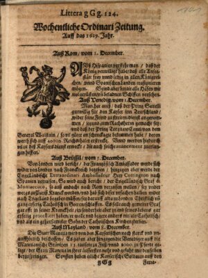 Wochentliche Ordinari Zeitung (Süddeutsche Presse) Samstag 1. Dezember 1629