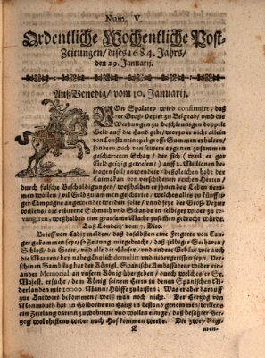 Ordentliche wochentliche Post-Zeitungen Samstag 29. Januar 1684