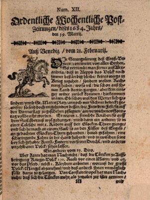 Ordentliche wochentliche Post-Zeitungen Sonntag 19. März 1684