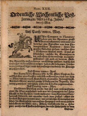 Ordentliche wochentliche Post-Zeitungen Samstag 27. Mai 1684