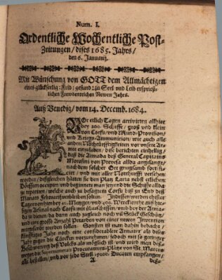 Ordentliche wochentliche Post-Zeitungen Samstag 6. Januar 1685