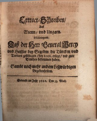 Mercurii Relation, oder wochentliche Reichs Ordinari Zeitungen, von underschidlichen Orthen (Süddeutsche Presse) Samstag 11. Mai 1686