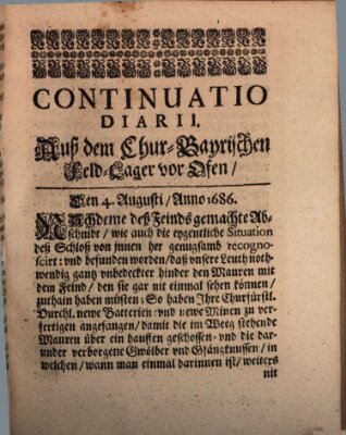 Ordentliche wochentliche Post-Zeitungen Sonntag 4. August 1686