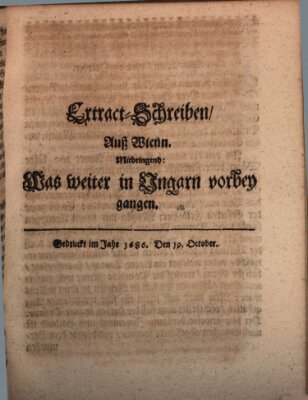 Mercurii Relation, oder wochentliche Reichs Ordinari Zeitungen, von underschidlichen Orthen (Süddeutsche Presse) Samstag 19. Oktober 1686