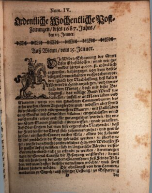 Ordentliche wochentliche Post-Zeitungen Samstag 25. Januar 1687