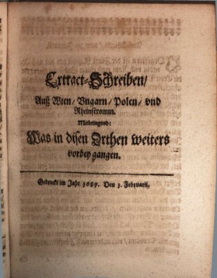 Mercurii Relation, oder wochentliche Reichs Ordinari Zeitungen, von underschidlichen Orthen (Süddeutsche Presse) Samstag 1. Februar 1687