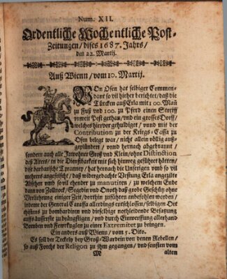 Ordentliche wochentliche Post-Zeitungen Samstag 22. März 1687