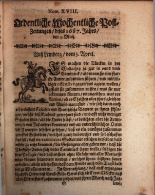 Ordentliche wochentliche Post-Zeitungen Samstag 3. Mai 1687