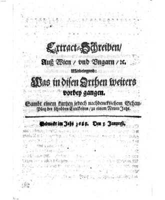 Mercurii Relation, oder wochentliche Reichs Ordinari Zeitungen, von underschidlichen Orthen (Süddeutsche Presse) Samstag 3. Januar 1688