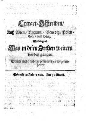 Mercurii Relation, oder wochentliche Reichs Ordinari Zeitungen, von underschidlichen Orthen (Süddeutsche Presse) Samstag 13. März 1688